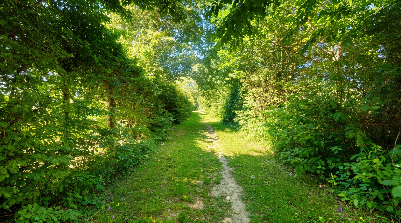 Hundeluftningssti på Lægårdens Camping — grøn sti til gåture med hund på Sjælland